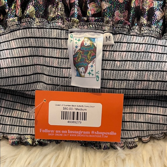 NWT QUEEN OF SPARKLES women’s Butterfly Print Iridescent Butterfly Skort size M - Picture 7 of 9